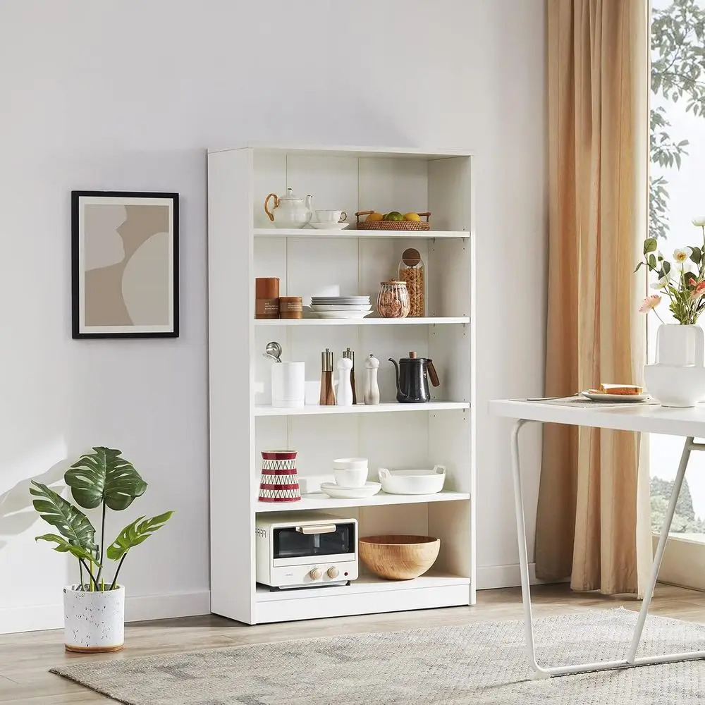 arini White Bookshel or Bedroom 5 Shel Oice Bookcase 60 Inches Tall ern Wood Bookshel or Living Room 5 Tier Wide Manga Bookshel