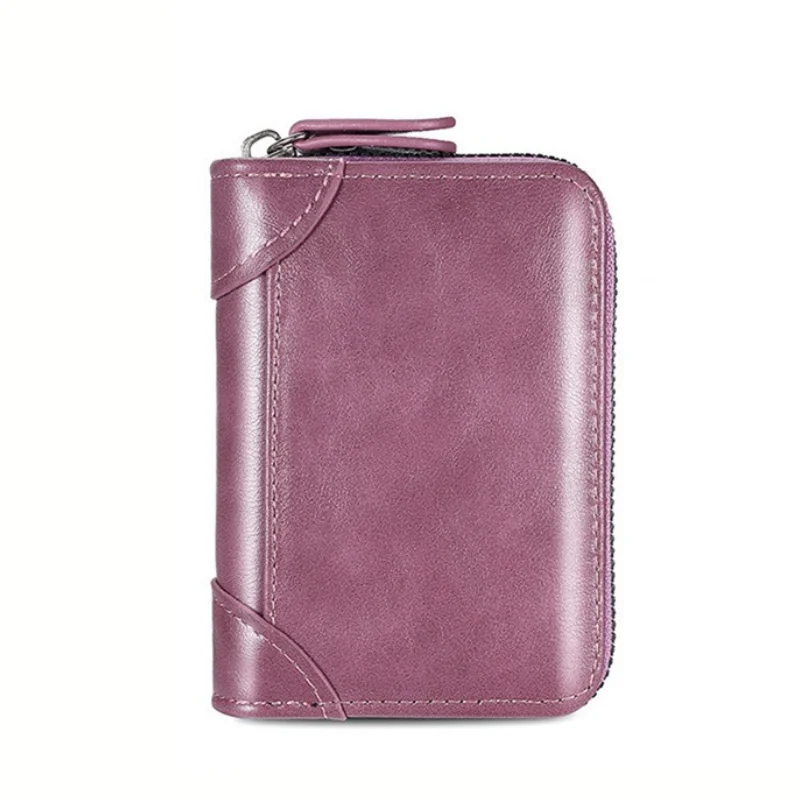 PU Leather Men Women Card Holder Small Zipper Wallet Solid Coin Purse Unisex Accordion Design Rfid ID Business Credit Card Bags