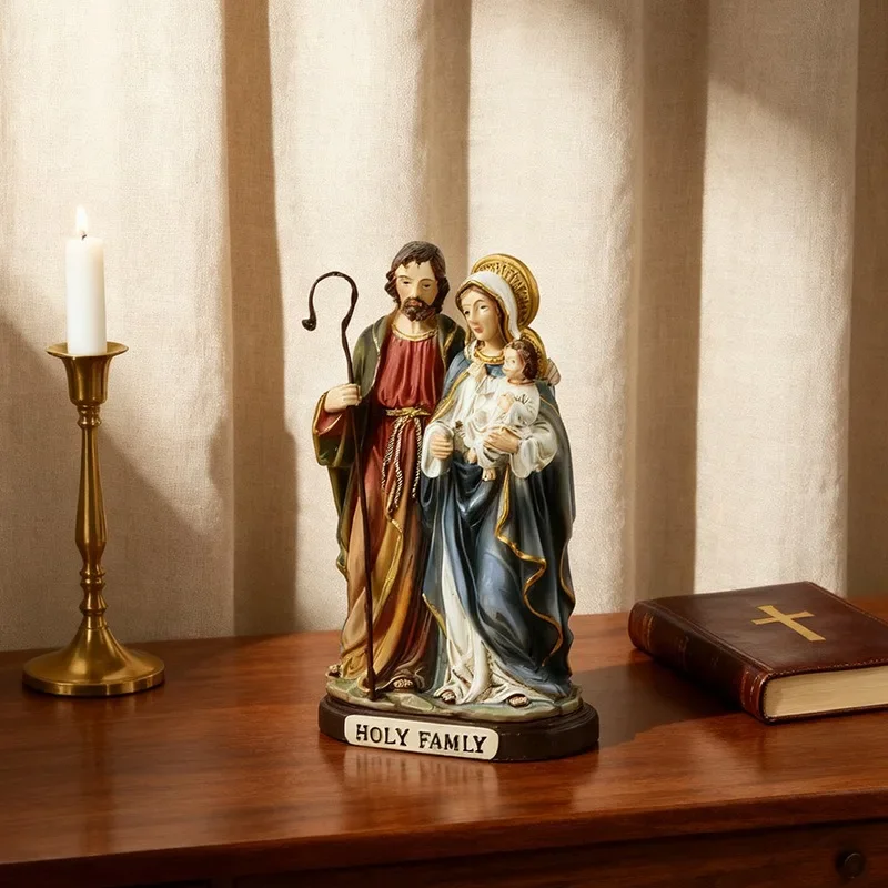 Joseph Mary Baby Jesus Figurine Sacred Family Sculpture Sturdy Durable Multi Functional Home Décor for Warm Inviting Living