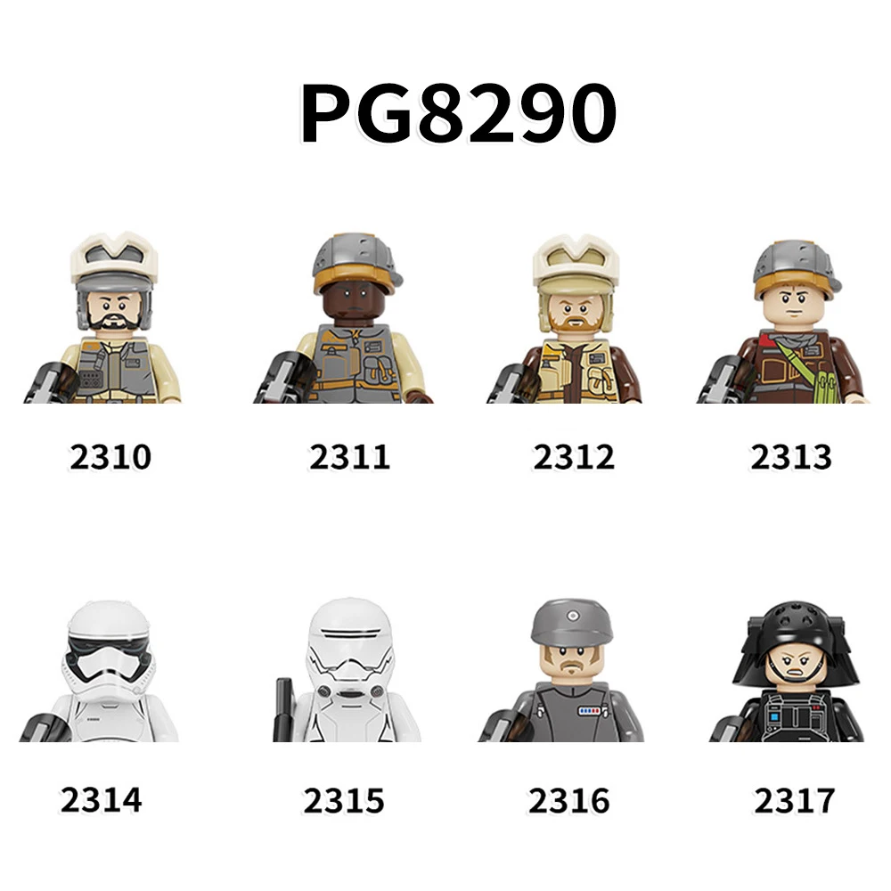 

Конструктор PG8290, 8 шт./комплект, штормовой солдат, кирпич, снежный солдат, фигурка PG2310 PG2311 PG2312 PG2316, мини сборка игрушек PG2318