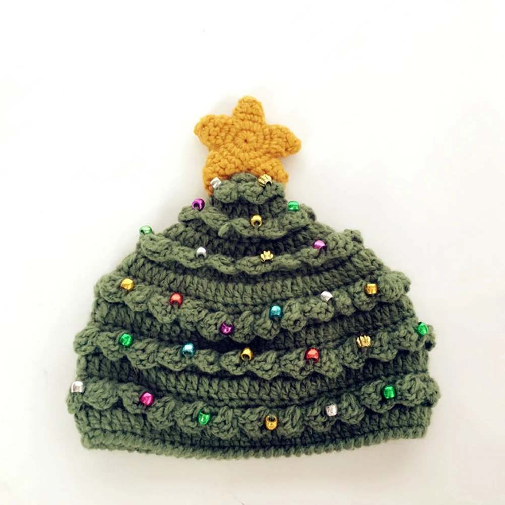 

Christmas Star Wool Hat for Kids Exquisite Crochet Christmas Tree Design Winter Knitted Beanie Festive Party Hat Warm