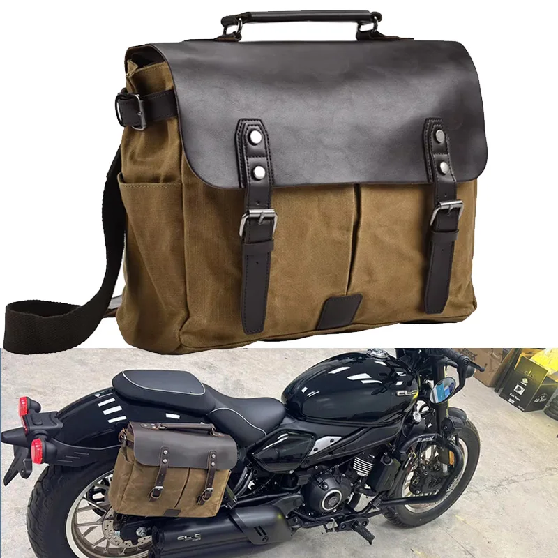 

Retro Motorcycle Side Bag Waterproof Rear Seat Bag Multi-Function Backpack Bumper Modification Luggage Pack Tool BicycleTail Bag