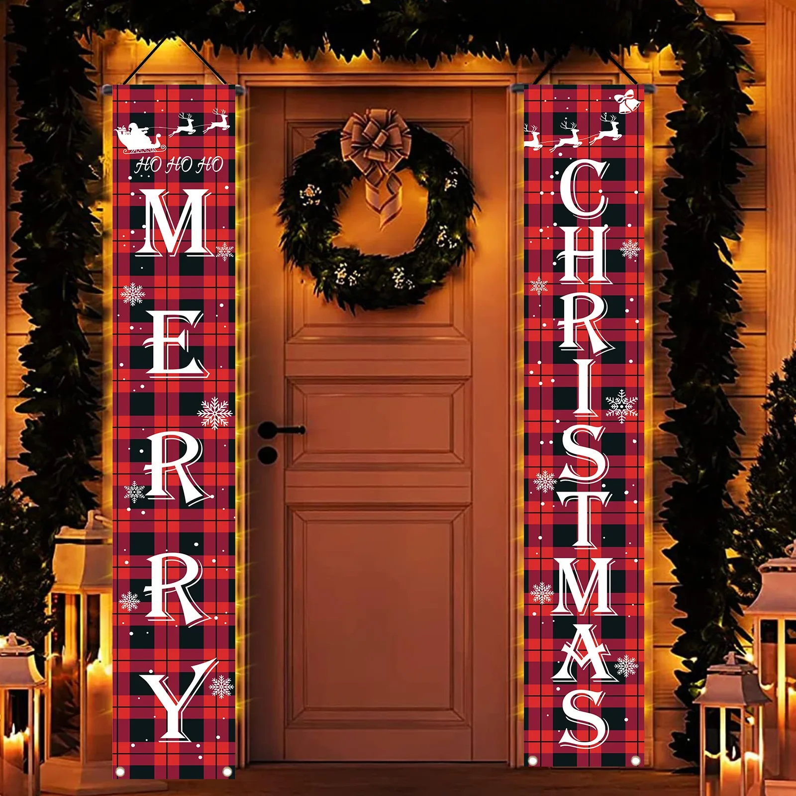 Merry Christmas Banner Decorations Indoor Outdoor Home Decor Yard Wall Door Xmas Farmhouse Holiday New Year Party Flags Supplies