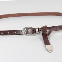 Extended Thin Section Knotted Decorative Ladies Belt All-match Slim Skirt Belt Narrow Soft Genuine Leather Women's Jeans Belt - Image 4