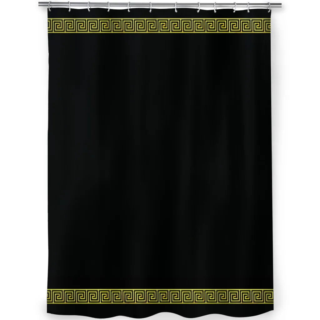 Gold Greek Key Bathroom Shower Curtains Ancient Greece Waterproof Partition Curtain Funny Home Decor Accessories