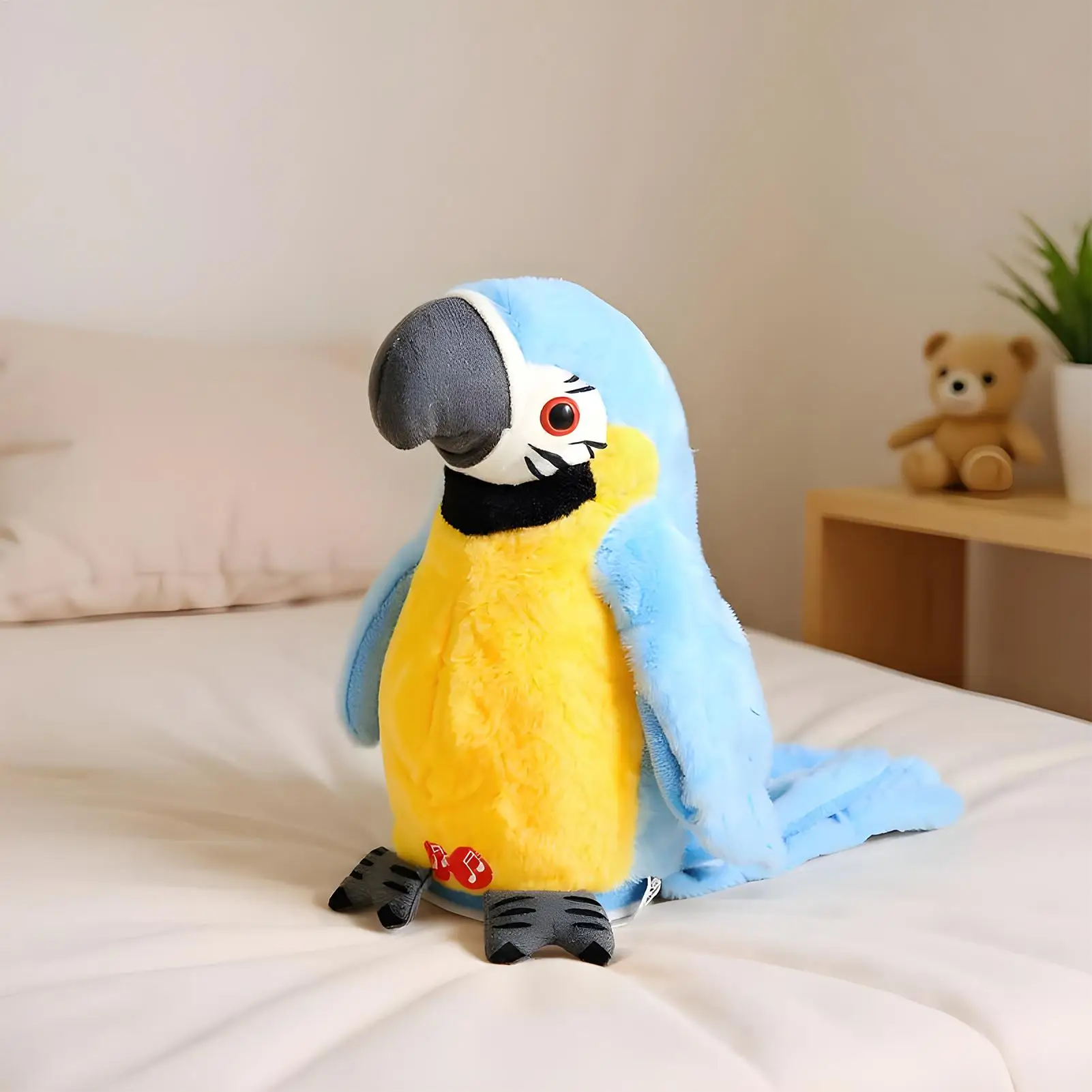 Jouet d'oiseau parlant en peluche, outil de parlant, perroquet Twerking réaliste, jouet éducatif pour l'entraînement vocal, anniversaire, voyage en plein air