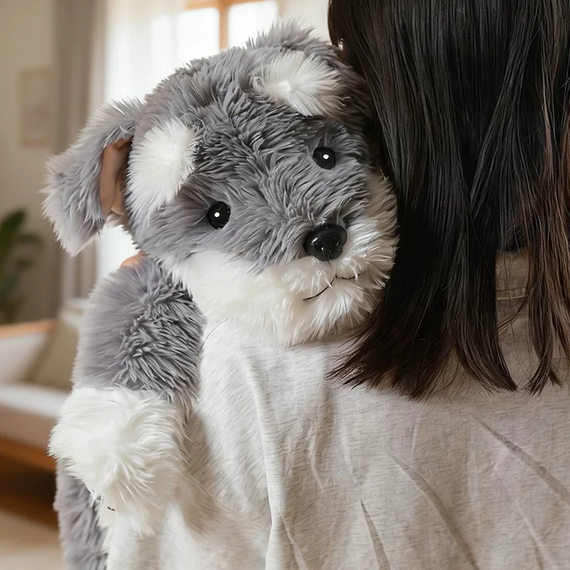 Simualtion Schnauzer Plush Lying Dog Animal Fluffy Doll Long Hair Sofa Pillow High Quality Gifts - view 3