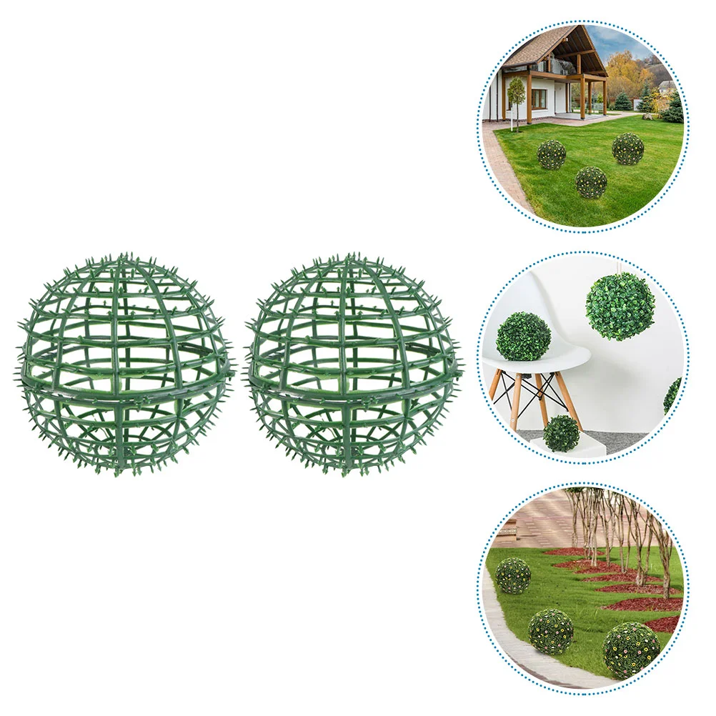 2 Pcs Artificial Flower Arrangement Greenery Decor Topiary Ball Frame Plastic Sphere Forms Plant Frames