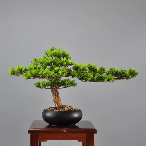 Simulación de árbol para plantar adornos de oficina, decoración de pino acogedora de la fortuna, artesanías de muebles suaves para el hogar y la sala de estar