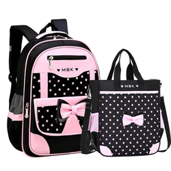 15 year old 6-12 girl Child's Schoolbag women bookbag Set student Cute Black Pink Bow Backpack Starting Tutorial sac Kawaii