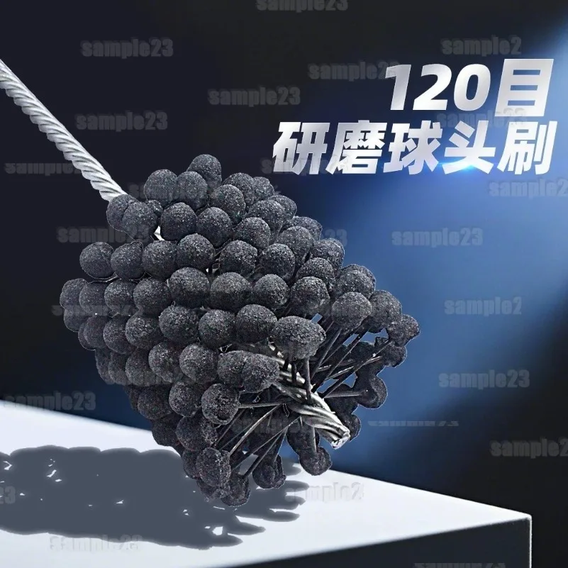 120 Grit Abrasive Ball Deburring Brush Inner Hole Grinding Head Pipe Polishing Tube Cleaning Brush Total Length 200mm 1PC