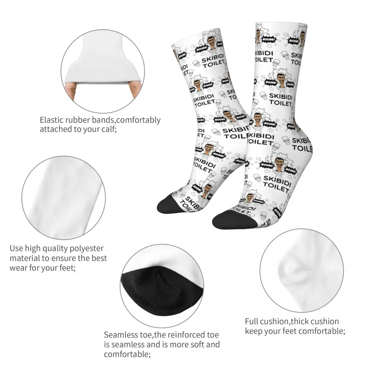 Skibidi Toilet Meme Socks Men's Women's Titan Boss Speakerman Socks Hip Hop Spring Summer Autumn Winter Middle Tube Socks Gift