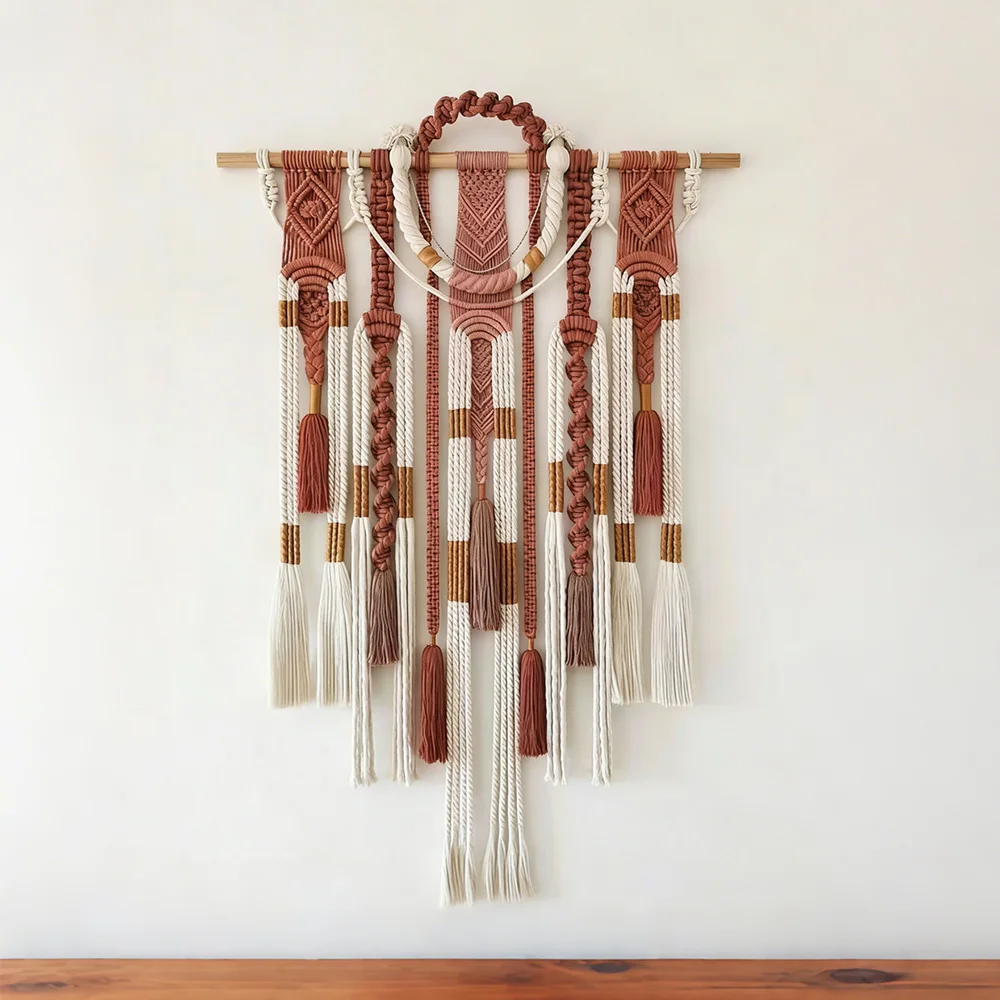 %ss Factory Supply Custom Macrame Wall Hanging Handcrafted Cotton Tassel Art for Bohemian Home & Bedroom Interiors~*