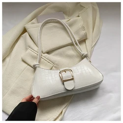 Women Stylish Pu Leather Sling Bag Solid Color Shoulder Bag Underarm Bag Fashionable Portable Large Capacity Handbag