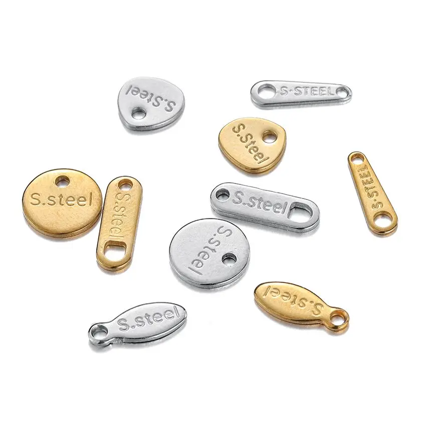 20/50pcs Stainless Steel Gold Color Round Oval Pendant Letters Charm Tag for DIY Bracelet Jewelry Making Findings Accessories view 3