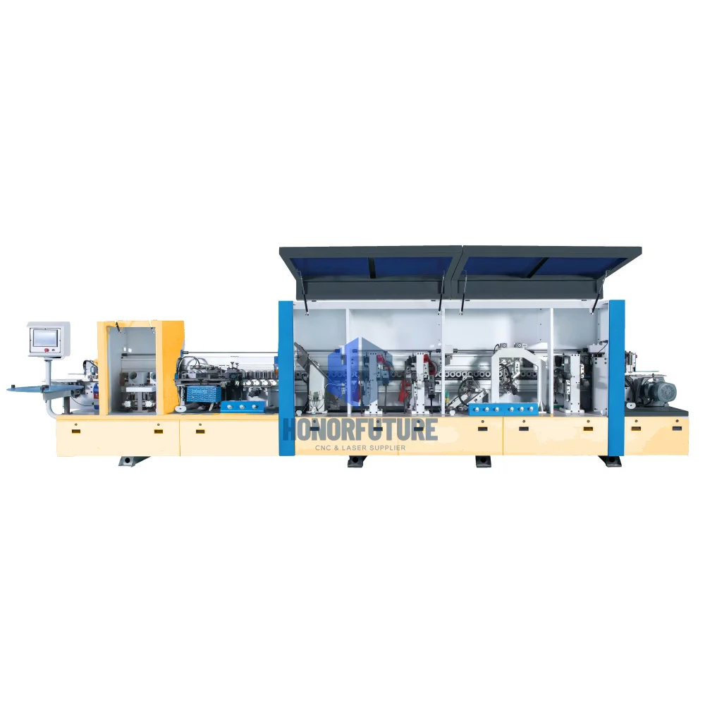 Economical Plywood Automatic Pre Milling Edge Bander Corner-rounding Trimming Straight Line Pvc Edge Banding Machine