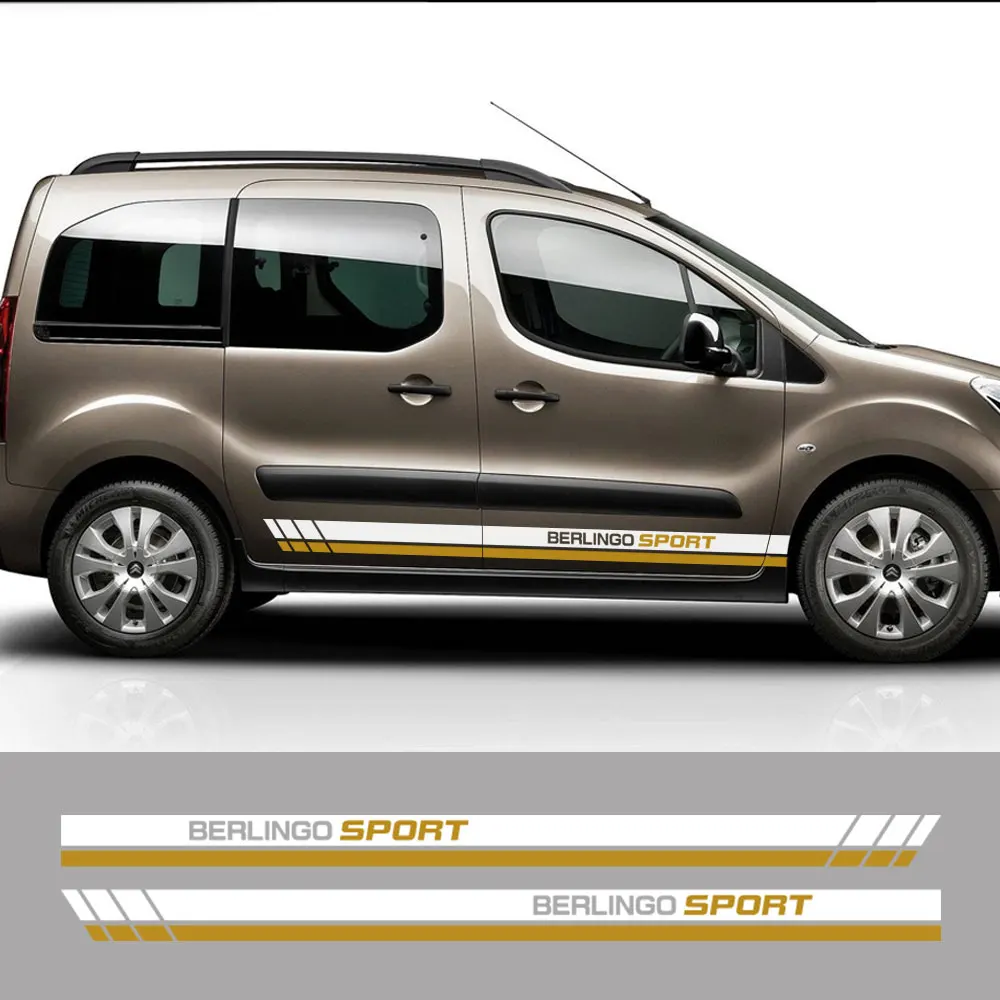 2PCS Car Door Side Line Stickers For Citroen Berlingo K9 Camper Van Parts Tuning Accessories Stripes Graphics Vinyl Decals view 2