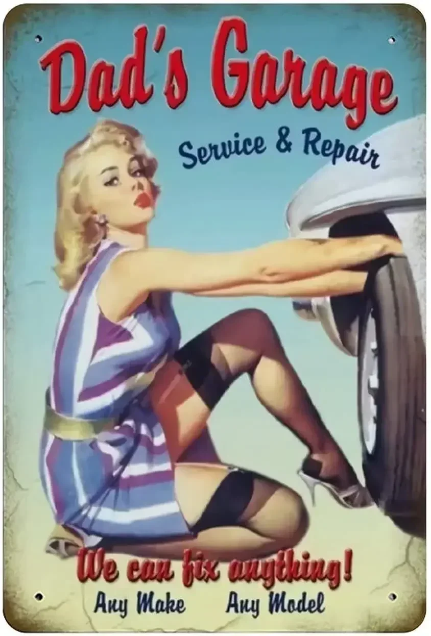 Service & Repair Metal Tin Sign, Vintage Plaque Poster Garage Bar Home Wall Decor 8 X 12 Inches