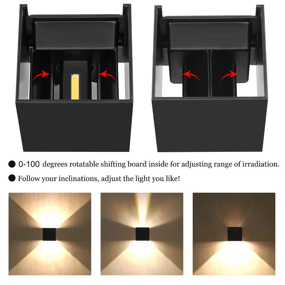 LED outdoor Wall Lamp Aluminum Balcony Surface Mounted Cube Garden Porch Light Indoor & exterio IP65 Waterproof Modern Bulbs