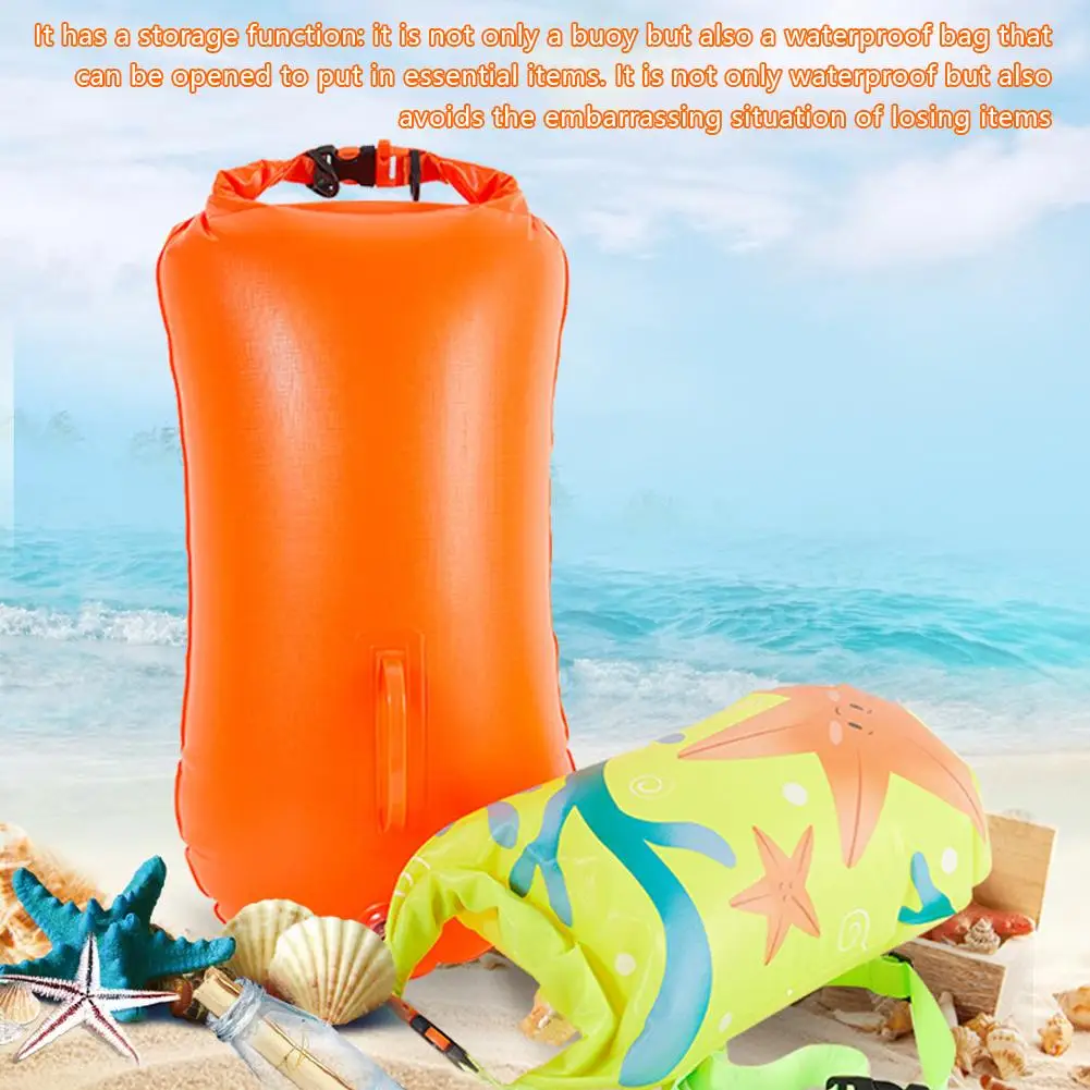 1pcs Inflatable Open Swimming Buoy Waterproof Storage Bag Supplies Bag Safety Swimming Outdoor Inflatable Swimming Float X8N5