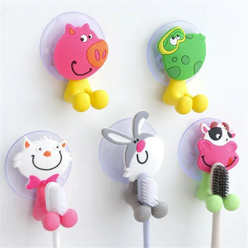 

Cute Cartoon Sucker Suction Hooks Set Baby Care Toothbrush Healthcare Kits Hanging Baby Toothbrush Holder