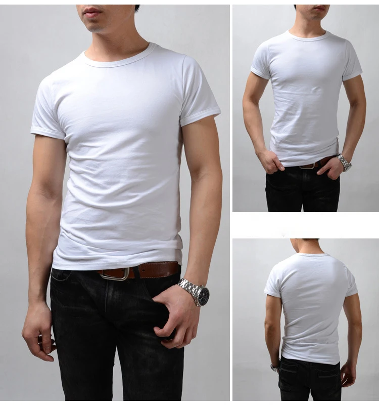 2pcs/LOT T-Shirts Man Elastane Cotton Male Indeformable Short Sleeve Tee Summer Slim Tops Man O-Neck