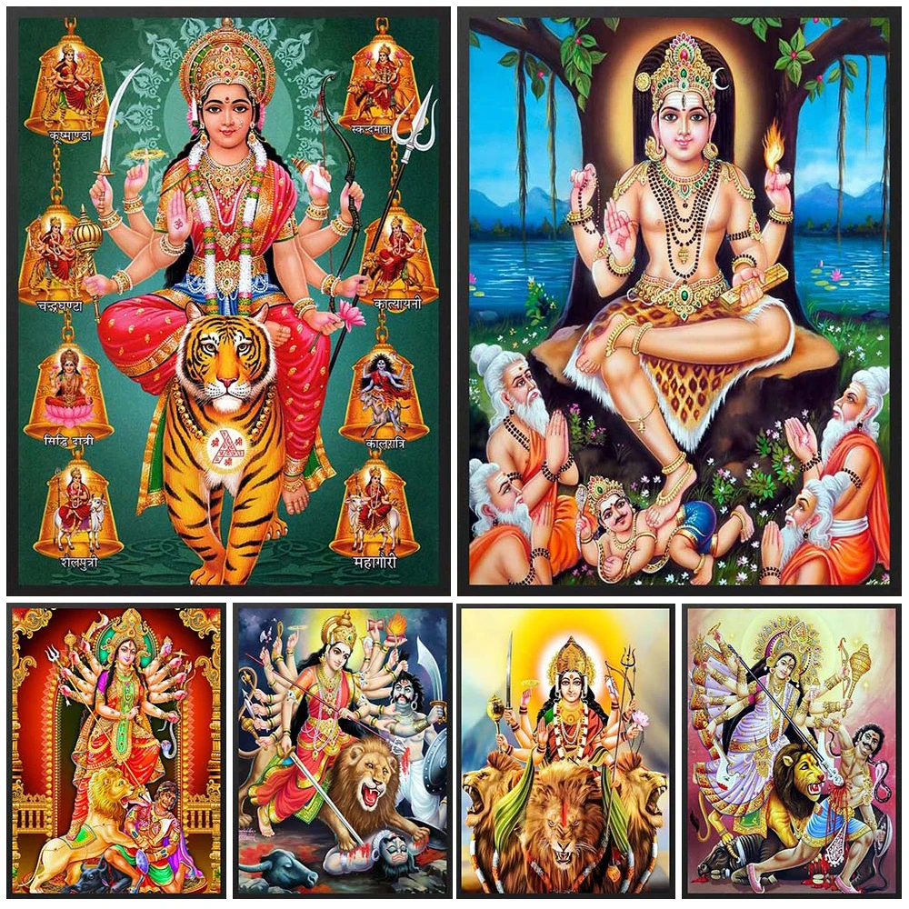 

Vishnu Tiger Shiva Hinduism Religion Hindu Mythology Wall Pictures For Living Room Poster Wall Art Canvas Painting Unframed