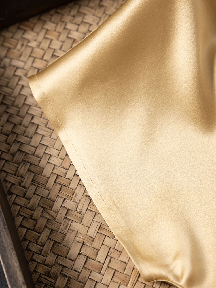 2025 Women's Casual Summer New 93% Natural Mulberry Silk Elastic Satin Champagne Versatile Round Neck Short Sleeve T-shirt