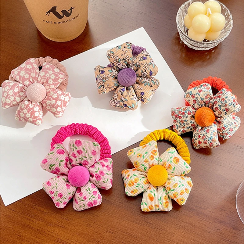 2022 yeni kız sevimli renkler çiçek Scrunchies lastik bantlar çocuk güzel tatlı elastik saç bantları çocuklar yumuşak saç aksesuarları