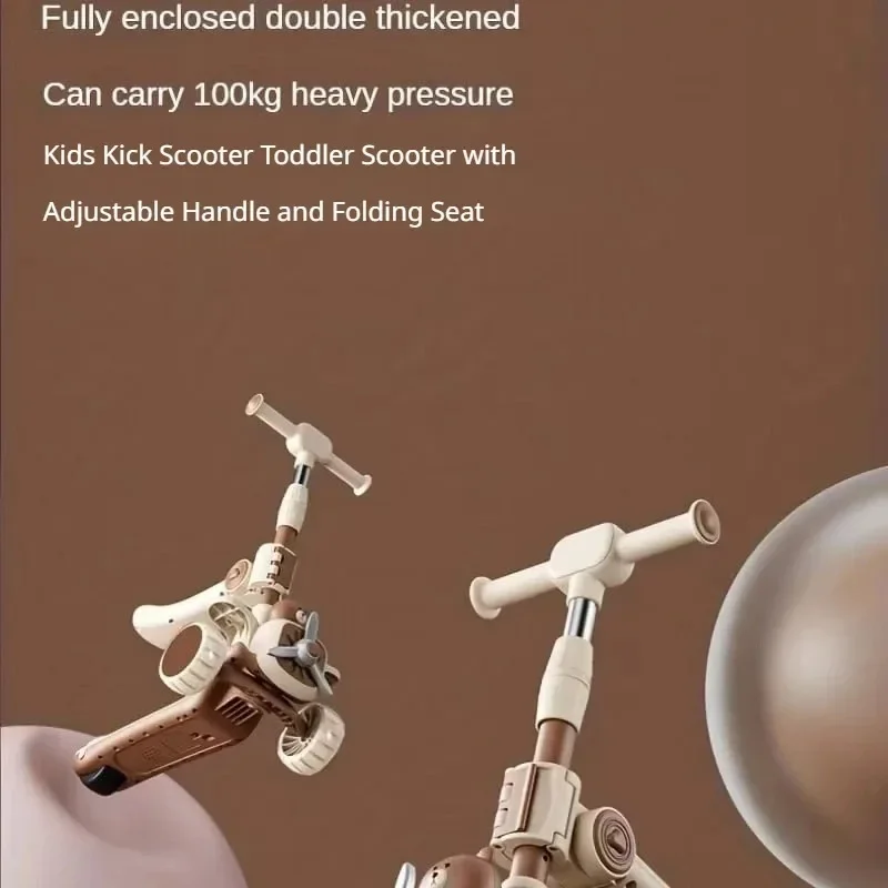 3 in 1 Kids Scooter Push Scooter for Toddler Teens with Parent Push Handle Seat Ride on Toys Halloween Gift for Boys Girls