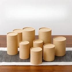 5pcs Kraft Paper Jar Box Tea Packaging Can Round Cylinder Oil Bottle Package Cardboard Tube