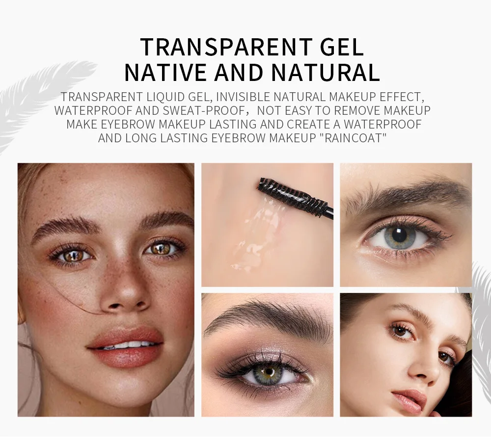 Gel à sourcils liquide de coiffage incolore noir Transparent Gel fixe imperméable à l'eau résistant à la sueur réparation des sourcils Gel de maquillage pour les yeux
