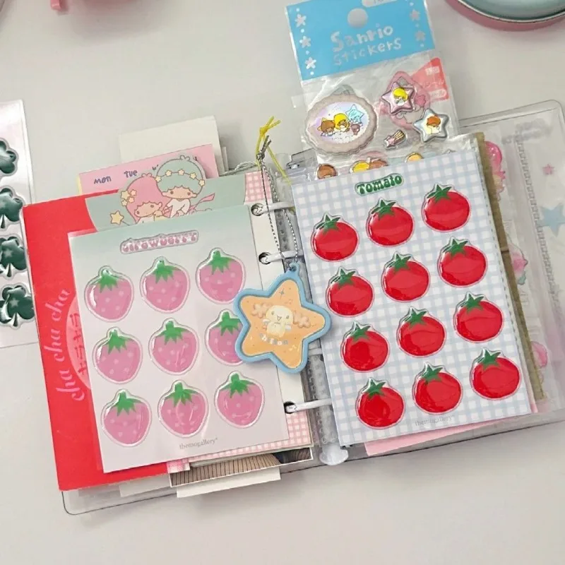 1 pçs diy kawaii 3d morango tomate resina adesivos para scrapbooking diário caso de telefone tablet decoração costura artesanato adesivos