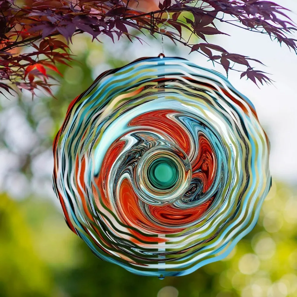 CIFBUY 3D Metal Swirl Gyroscope Wind Spinner 360° Rotating Hanging Decor Outdoor Garden Art Ornament