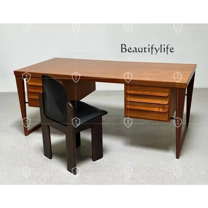 

c Medieval solid wood desk writing desk retro style Nordic teak simple rose wood desk