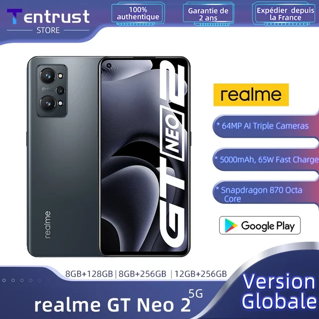 Global ROM realme GT Neo 2 5G Snapdragon 870 Octa Core 8GB 256GB 6.62