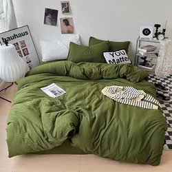 Solid color Duvet Cover set with Pillow Case Bed Sheet Olive Green Quilt Covers Boy Kid Teen Girl Bedding Linens Set King Queen