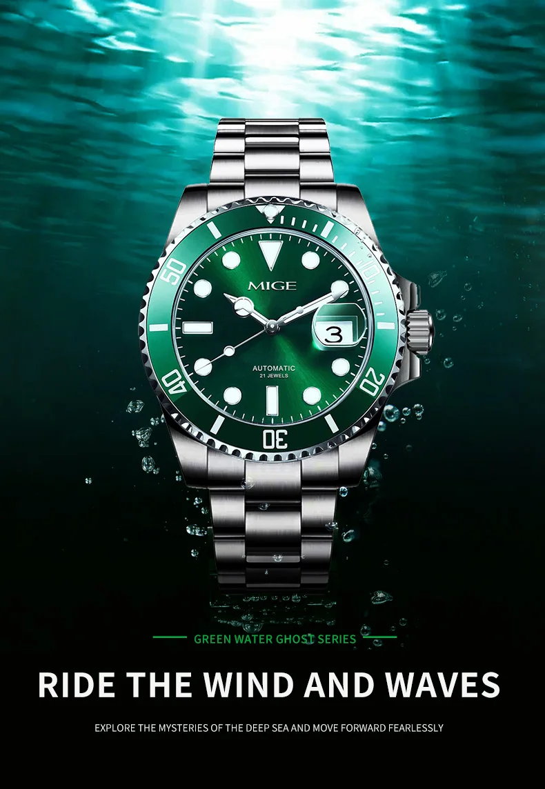 

2025 new business mechanic watch case for men ceramic bezel waterproof watches for gift automatic mechanical luxury brand
