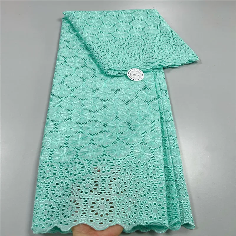 5 yard Swiss Dry lace fabric heavy beaded Embroidery African 100% cotton Swiss voile lace popular Dubai style 24L061201