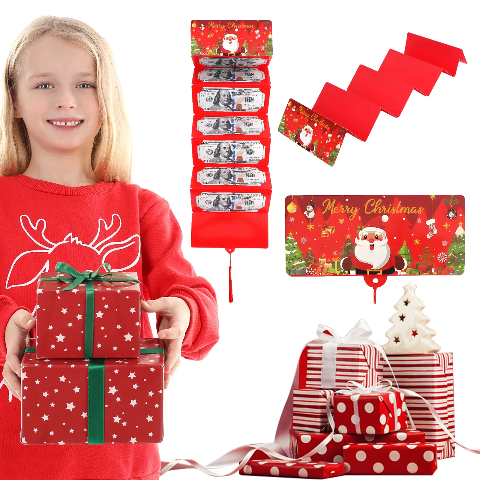 

Xmas DIY Cash Gift Card Holder with Money Clip Christmas Surprise Card Holder Christmas Money Holder for Women Men Girls