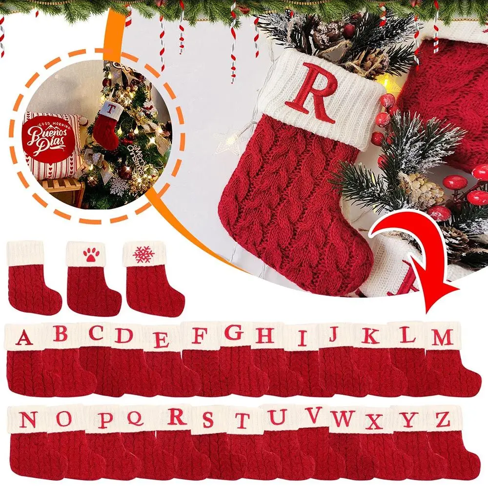

Alphabet Letters Knitted Party Supplies Tree Pendant Christmas Gift Holders Merry Christmas Socks Stockings Xmas Gift