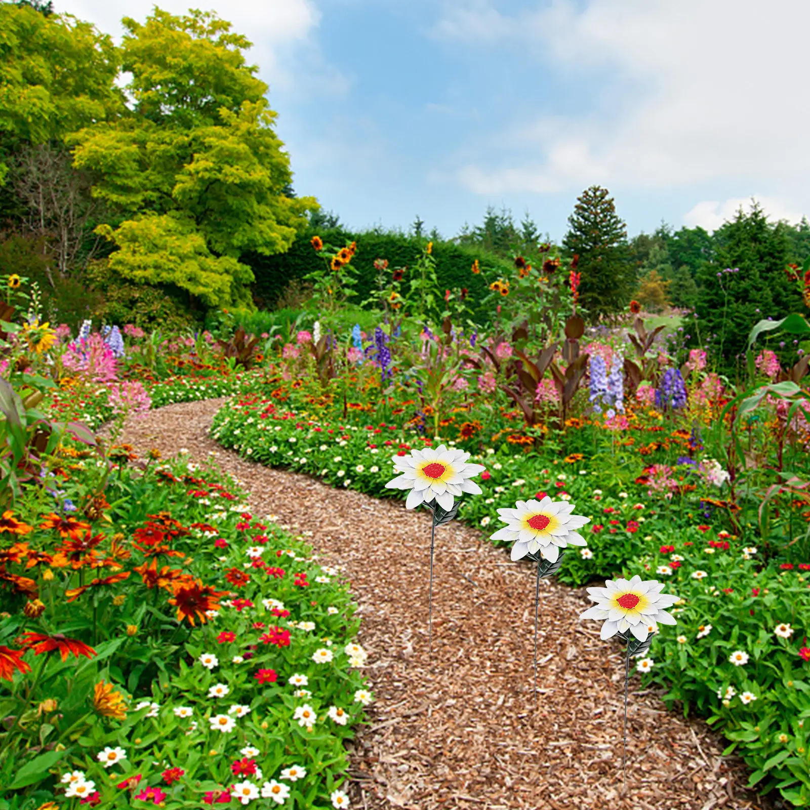 

Металлическое украшение для сада в виде цветка, премиум-класса, всепогодное, для газона, двора, патио, балкона, дорожек, весеннего цветочного декора