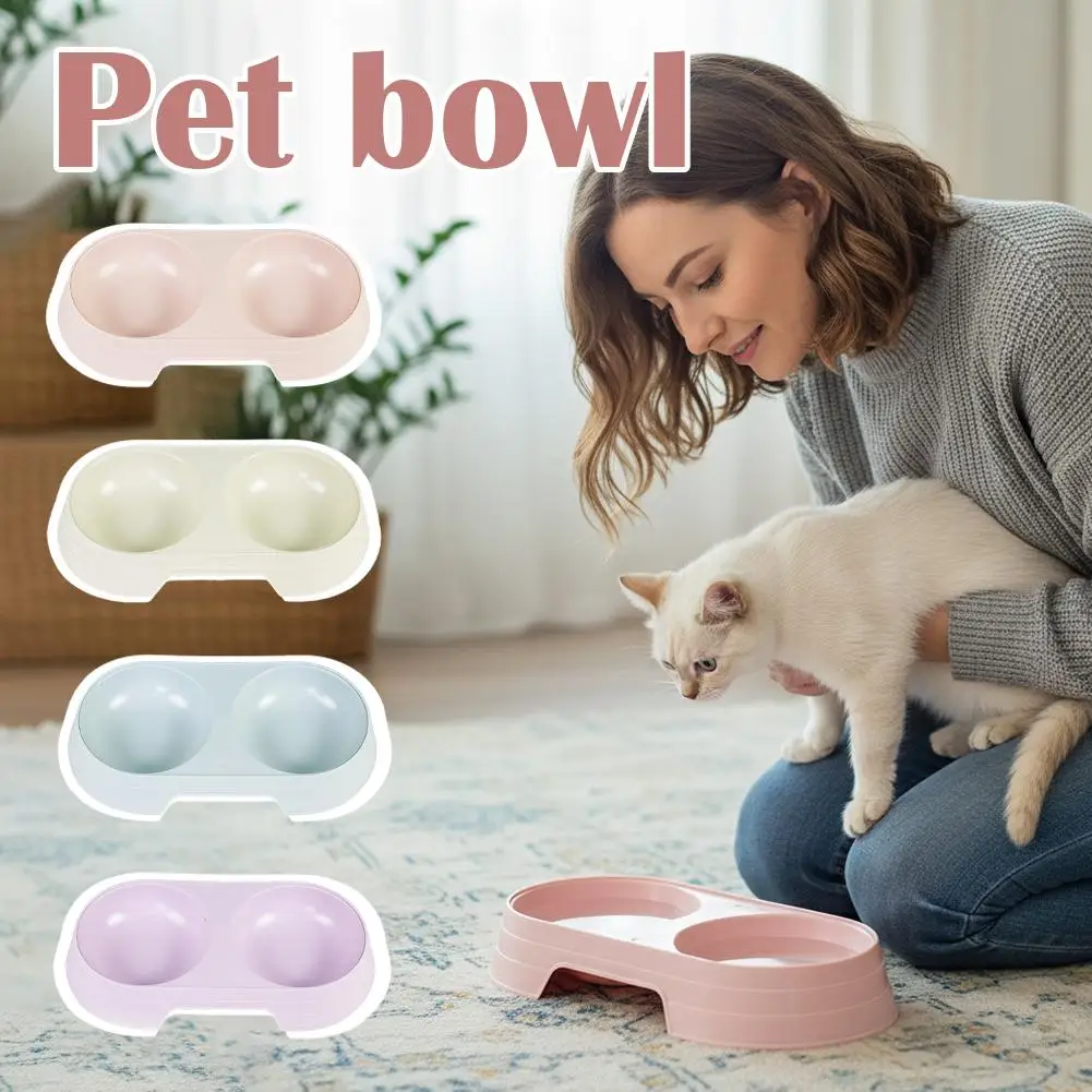 1pcs Non-Slip Double Pet Bowls Food & Water Feeder for Cats and Small Dogs BPA-Free Easy-Clean Raised Pet Dishes in 4 Colors
