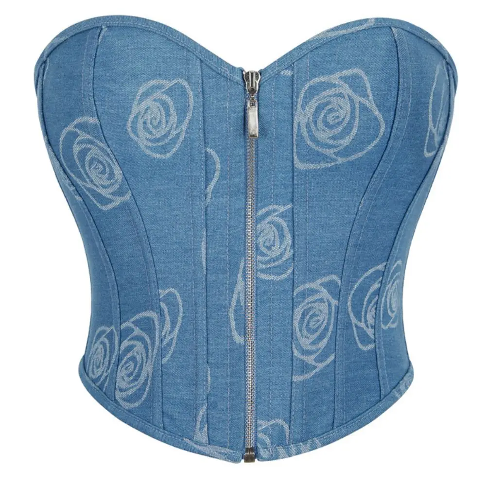 

Новый синий женский корсет без бретелек на молнии для формирования