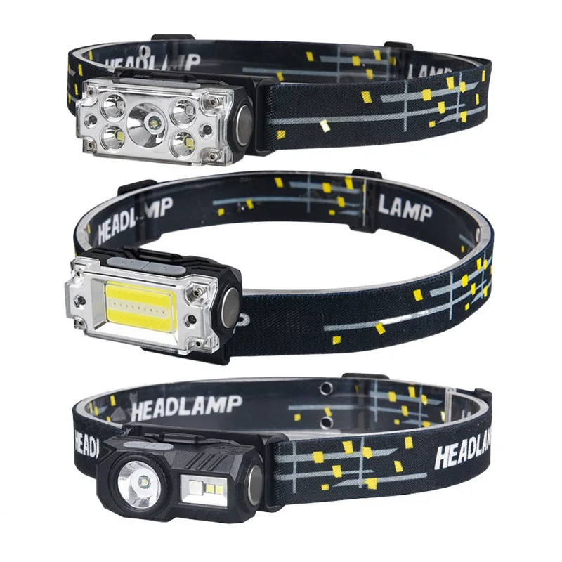 

Налобный фонарь с умным датчиком, перезаряжаемый высокояркий уличный водонепроницаемый фонарь для езды на велосипеде, бега, рыбалки, аварийная лампа