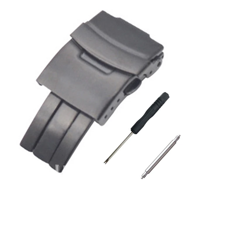 Watchdives Watch Clasp 18mm 20mm 22mm 24mm Silver Folding Safety Milled Clasp Replacement Stainless Steel Deployant Watch Buckle