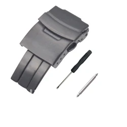 Watchdives Watch Clasp 18mm 20mm 22mm 24mm Silver Folding Safety Milled Clasp Replacement Stainless Steel Deployant Watch Buckle