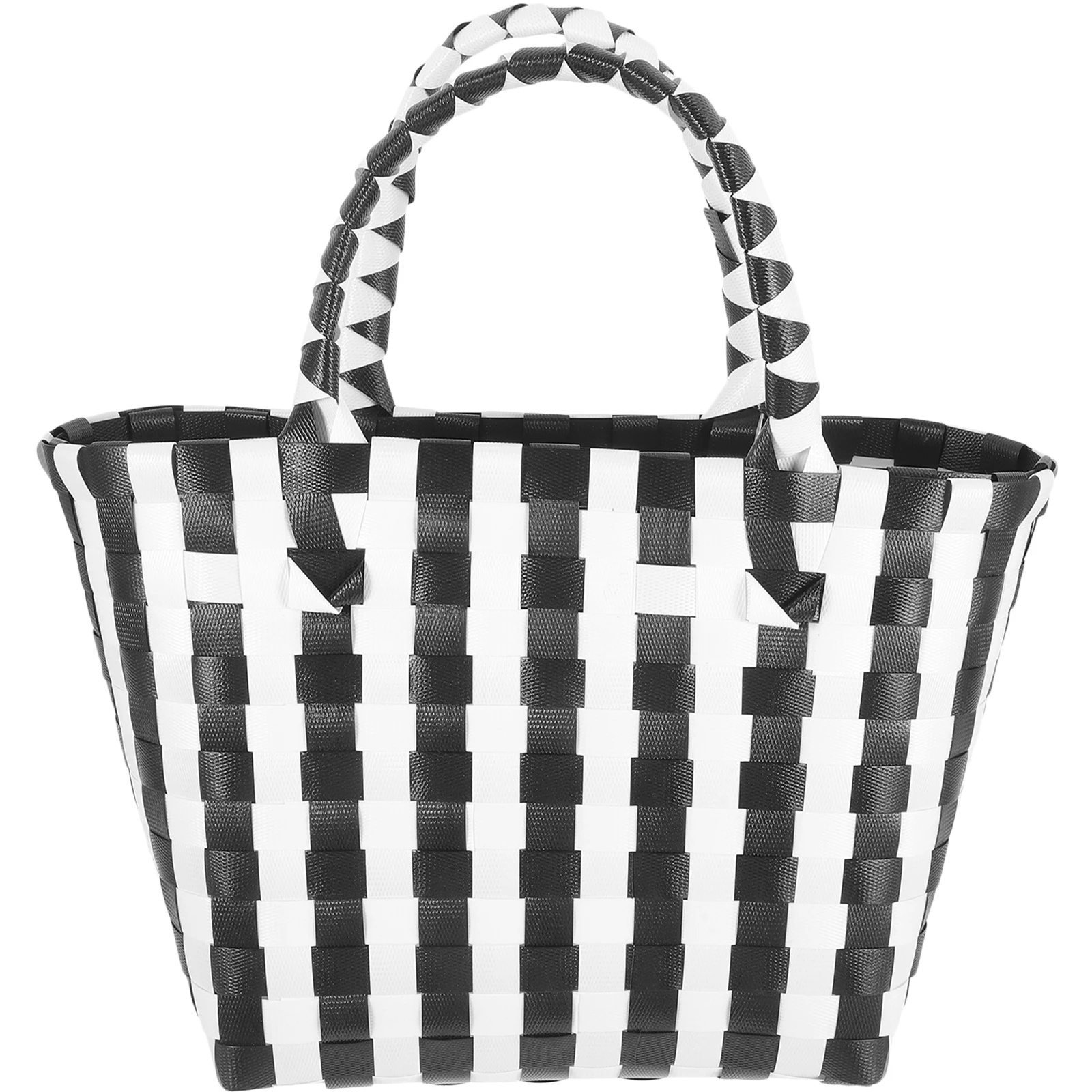 

Woven Vegetable Basket Plastic Handle Portable Storage Container For Kitchen Bathroom Desktop Sundries Organizer Small