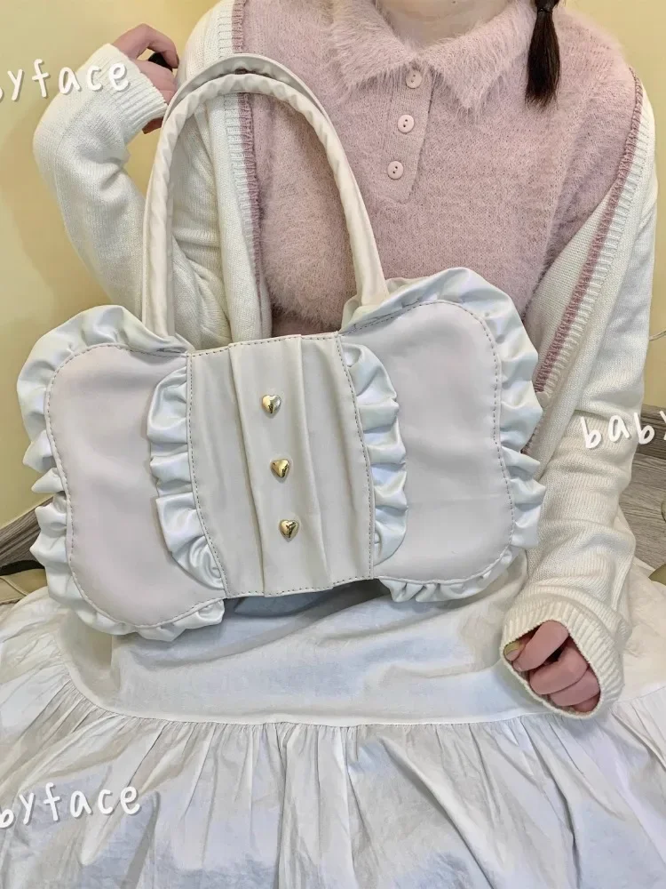 Bow Lolita Bag Niche All-match Cute Soft Girl JK Shoulder Bags 2025  Japanese Candy Design Kawaii PU Hand Bag