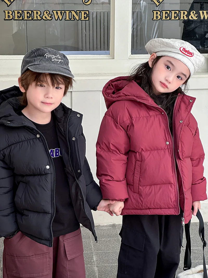 

Children's cotton clothing short down cotton jacket winter 2024 new children's jacket thickened Zhongda children 3-10 years old